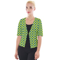 Green Polka Dots Spots Pattern Cropped Button Cardigan