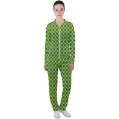 Green Polka Dots Spots Pattern Casual Jacket And Pants Set