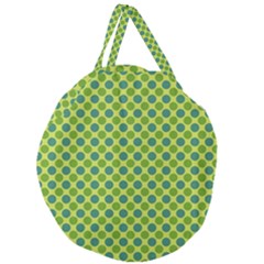 Green Polka Dots Spots Pattern Giant Round Zipper Tote