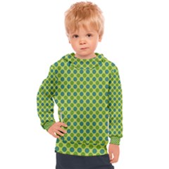 Green Polka Dots Spots Pattern Kids  Hooded Pullover