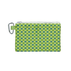 Green Polka Dots Spots Pattern Canvas Cosmetic Bag (small)