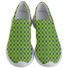 Green Polka Dots Spots Pattern Women s Lightweight Slip Ons by SpinnyChairDesigns