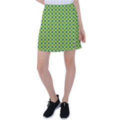 Green Polka Dots Spots Pattern Tennis Skirt by SpinnyChairDesigns