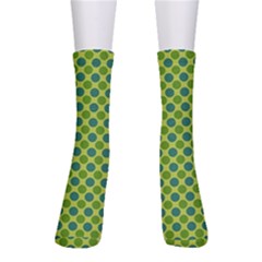 Green Polka Dots Spots Pattern Men s Crew Socks by SpinnyChairDesigns