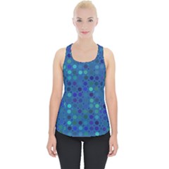 Blue Polka Dots Pattern Piece Up Tank Top by SpinnyChairDesigns