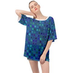 Blue Polka Dots Pattern Oversized Chiffon Top by SpinnyChairDesigns