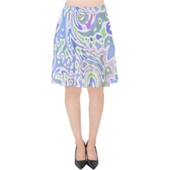 Colorful Pastel Floral Swirl Watercolor Pattern Velvet High Waist Skirt by SpinnyChairDesigns