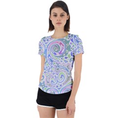 Colorful Pastel Floral Swirl Watercolor Pattern Back Cut Out Sport Tee by SpinnyChairDesigns