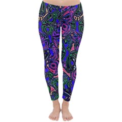 Purple Abstract Butterfly Pattern Classic Winter Leggings by SpinnyChairDesigns