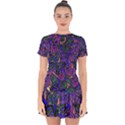 Purple Abstract Butterfly Pattern Drop Hem Mini Chiffon Dress View1