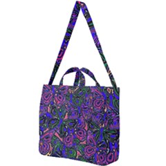 Purple Abstract Butterfly Pattern Square Shoulder Tote Bag by SpinnyChairDesigns