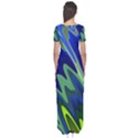 Blue Green Zig Zag Waves Pattern Short Sleeve Maxi Dress View2