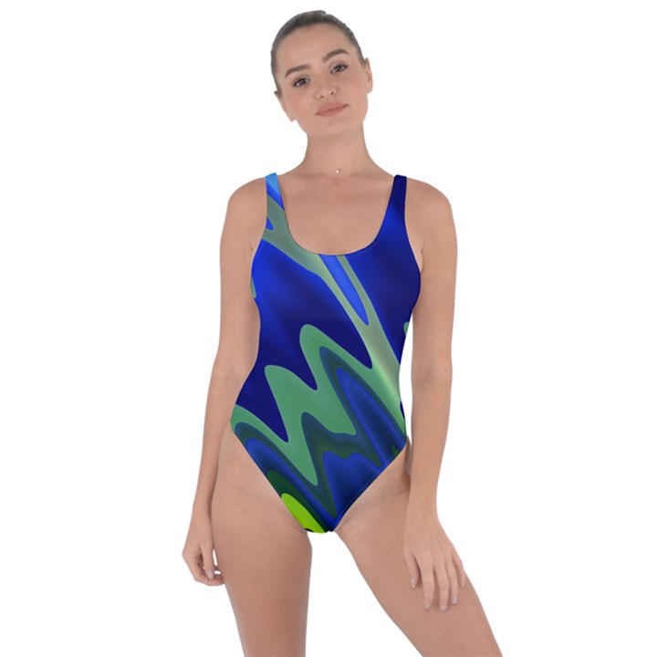 Blue Green Zig Zag Waves Pattern Bring Sexy Back Swimsuit