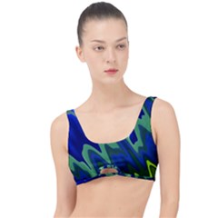 Blue Green Zig Zag Waves Pattern The Little Details Bikini Top by SpinnyChairDesigns