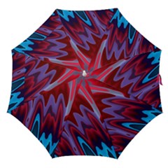 Red Blue Zig Zag Waves Pattern Straight Umbrellas by SpinnyChairDesigns