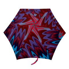 Red Blue Zig Zag Waves Pattern Mini Folding Umbrellas by SpinnyChairDesigns