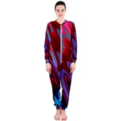 Red Blue Zig Zag Waves Pattern Onepiece Jumpsuit (ladies) 