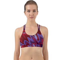 Red Blue Zig Zag Waves Pattern Back Web Sports Bra