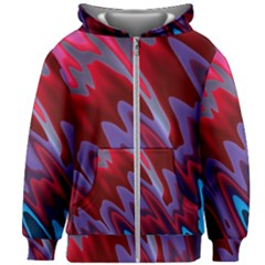 Red Blue Zig Zag Waves Pattern Kids  Zipper Hoodie Without Drawstring by SpinnyChairDesigns
