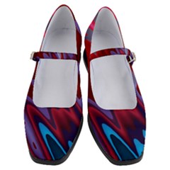 Red Blue Zig Zag Waves Pattern Women s Mary Jane Shoes by SpinnyChairDesigns