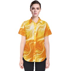 Gold Flames Pattern Women s Short Sleeve Shirt