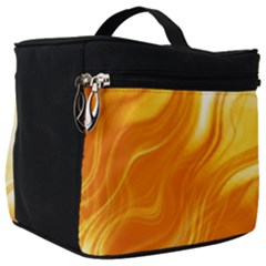 Gold Flames Pattern Make Up Travel Bag (big) by SpinnyChairDesigns