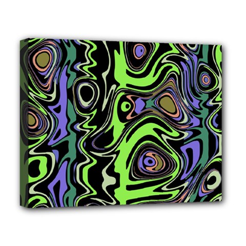 Green And Black Abstract Pattern Deluxe Canvas 20  X 16  (stretched) by SpinnyChairDesigns