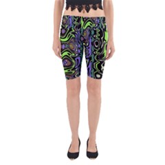 Green And Black Abstract Pattern Yoga Cropped Leggings