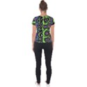 Green and Black Abstract Pattern Short Sleeve Sports Top  View2