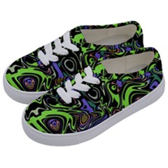 Green And Black Abstract Pattern Kids  Classic Low Top Sneakers by SpinnyChairDesigns