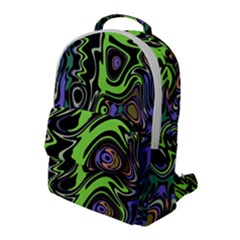 Green And Black Abstract Pattern Flap Pocket Backpack (large) by SpinnyChairDesigns