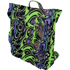 Green And Black Abstract Pattern Buckle Up Backpack by SpinnyChairDesigns