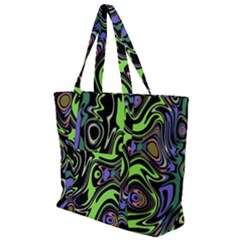 Green And Black Abstract Pattern Zip Up Canvas Bag by SpinnyChairDesigns
