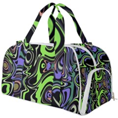 Green And Black Abstract Pattern Burner Gym Duffel Bag by SpinnyChairDesigns