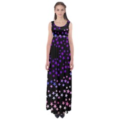 Purple Stars On Black Pattern Empire Waist Maxi Dress