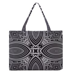 Black And White Intricate Pattern Zipper Medium Tote Bag by SpinnyChairDesigns