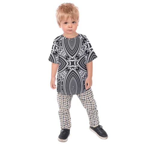 Black And White Intricate Pattern Kids  Raglan Tee by SpinnyChairDesigns