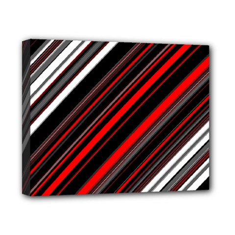 Red Black White Stripes Pattern Canvas 10  X 8  (stretched) by SpinnyChairDesigns