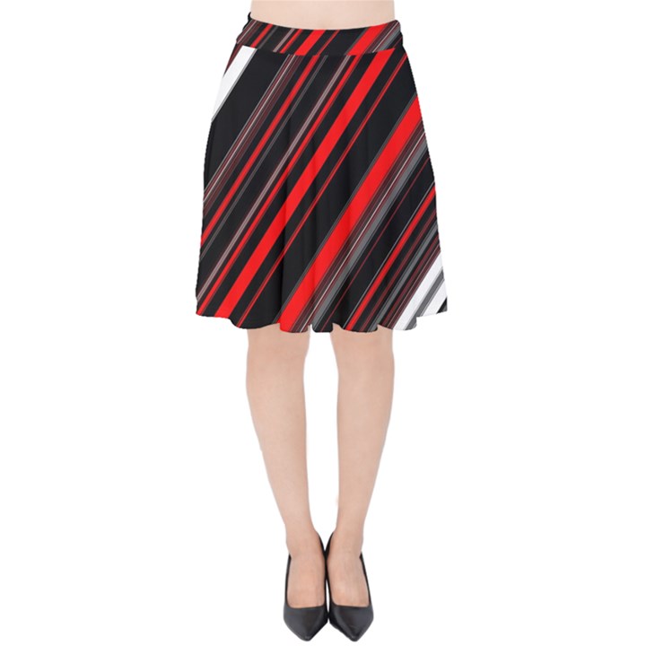 Red Black White Stripes Pattern Velvet High Waist Skirt