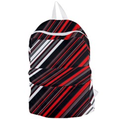 Red Black White Stripes Pattern Foldable Lightweight Backpack by SpinnyChairDesigns