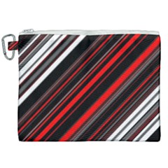Red Black White Stripes Pattern Canvas Cosmetic Bag (xxl) by SpinnyChairDesigns