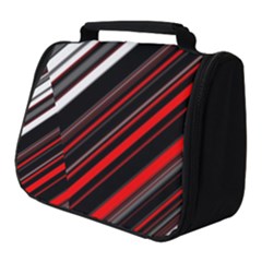 Red Black White Stripes Pattern Full Print Travel Pouch (small) by SpinnyChairDesigns