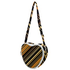 Black And Yellow Stripes Pattern Heart Shoulder Bag