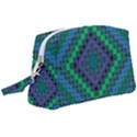 Blue Green Diamond Pattern Wristlet Pouch Bag (Large) View1