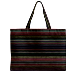 Dark Rust Red And Green Stripes Pattern Zipper Mini Tote Bag by SpinnyChairDesigns