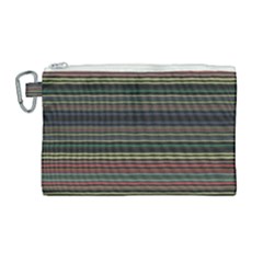 Dark Rust Red And Green Stripes Pattern Canvas Cosmetic Bag (large) by SpinnyChairDesigns