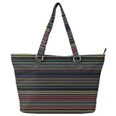 Dark Rust Red And Green Stripes Pattern Full Print Shoulder Bag by SpinnyChairDesigns