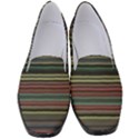 Dark Rust Red and Green Stripes Pattern Women s Classic Loafer Heels View1