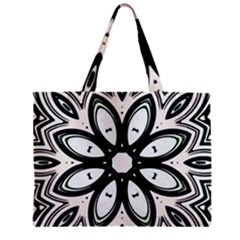 Black And White Floral Print Pattern Zipper Mini Tote Bag by SpinnyChairDesigns