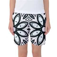 Black And White Floral Print Pattern Women s Basketball Shorts by SpinnyChairDesigns